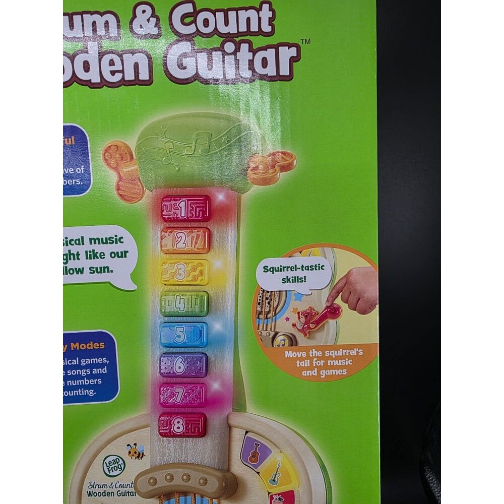 LeapFrog Strum & Count Wooden Guitar Educational Toy 18+ Months Multi-Mode Music - Picture 8 of 10